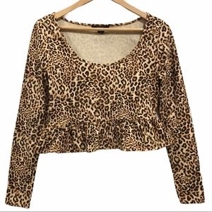 🌈 3/$25 NWT Forever 21 Leopard Peplum Long - Size Large